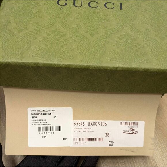 Gucci Unisex Rubber GG Logo Interlock Slide Monogram Sandals 655461 EU38 - Picture 8 of 10